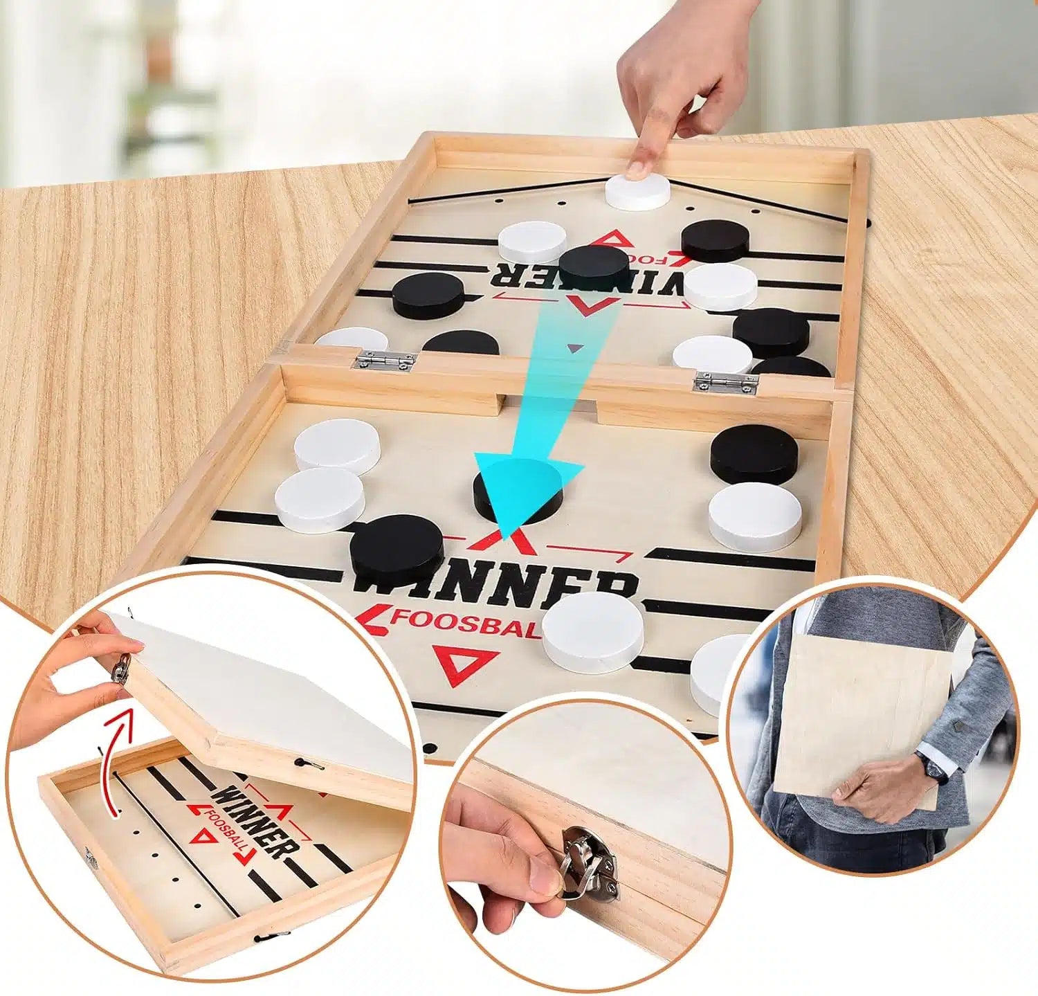 Jeu de Table de Hockey Portable en Bois