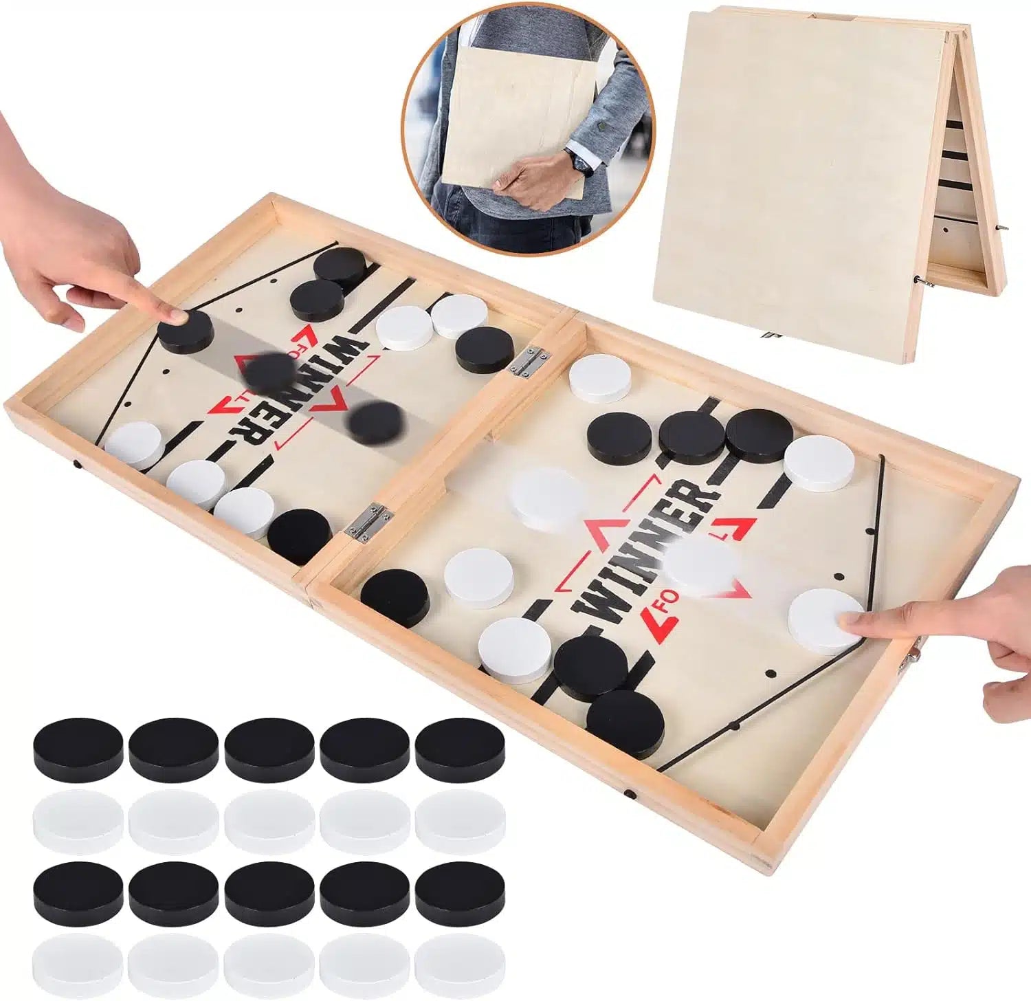 Jeu de Table de Hockey Portable en Bois