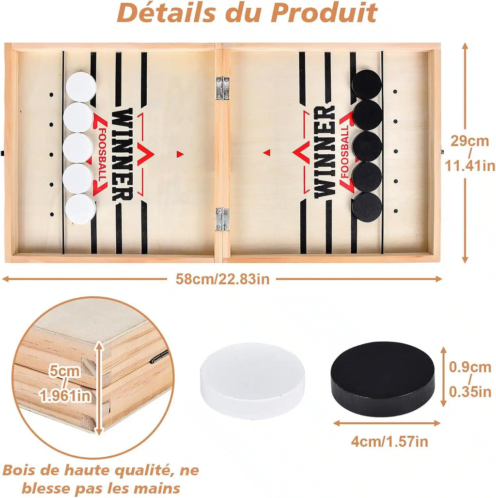 Jeu de Table de Hockey Portable en Bois