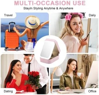 Trousse de maquillage de voyage portable avec miroir LED 3 couleurs