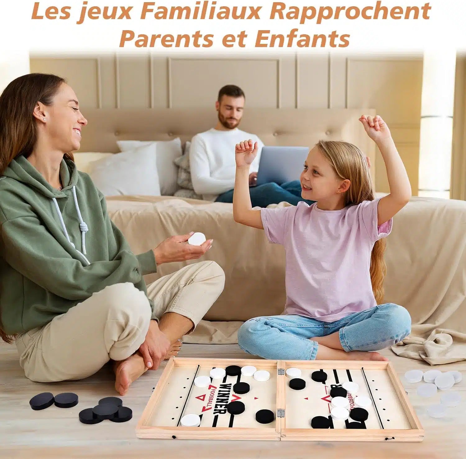 Jeu de Table de Hockey Portable en Bois