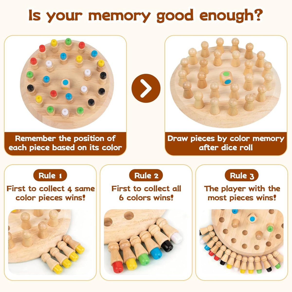 Jeu de Mémoire en Bois Montessori