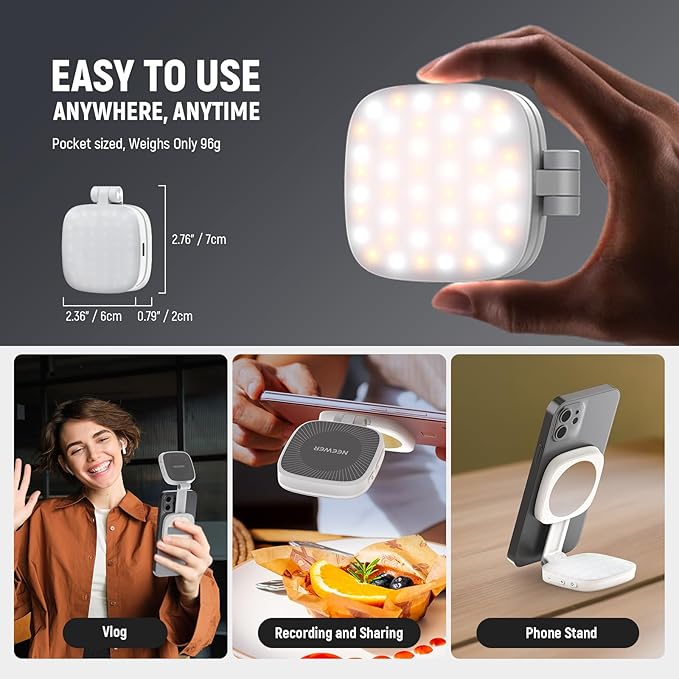 Éclairage magnétique selfie pliable pour Téléphone avec Support/Miroir pour photo