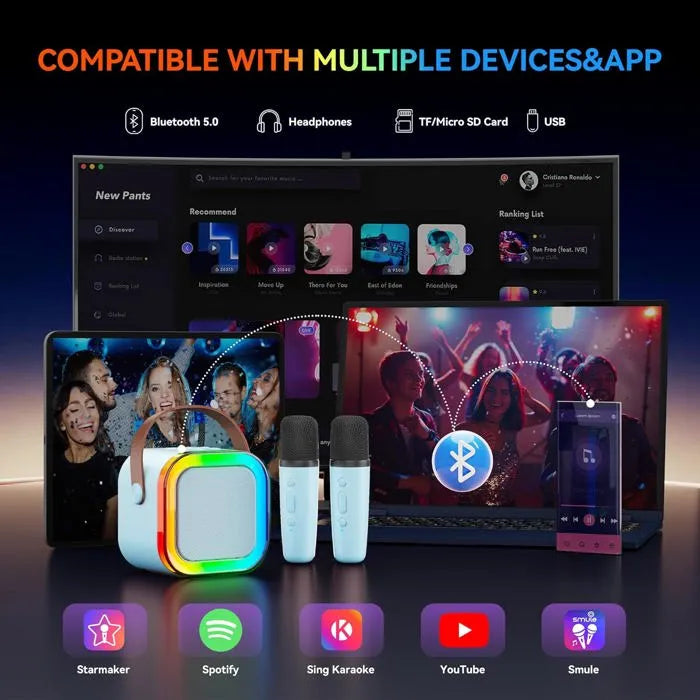 Mini Enceinte Karaoké Bluetooth avec Micro Sans Fil