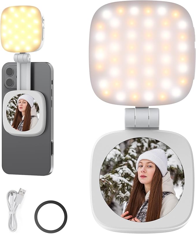 Éclairage magnétique selfie pliable pour Téléphone avec Support/Miroir pour photo