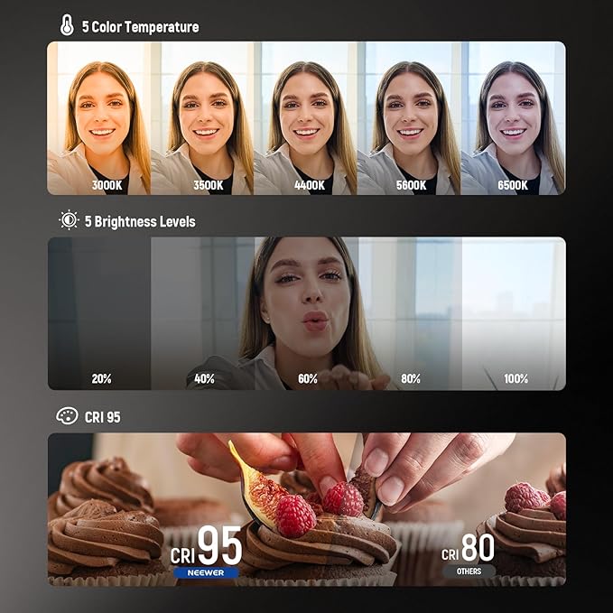 Éclairage magnétique selfie pliable pour Téléphone avec Support/Miroir pour photo